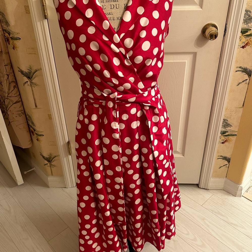 Red and white polkadot dress